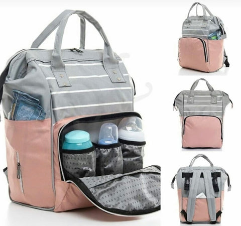 Baby Care Bag for Moms pink grey