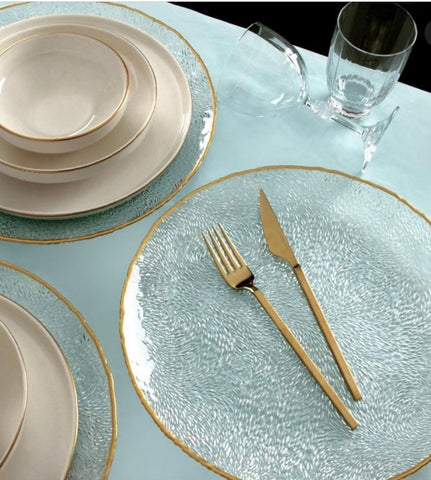 Clear Dinning Hammered Plates Set of 6