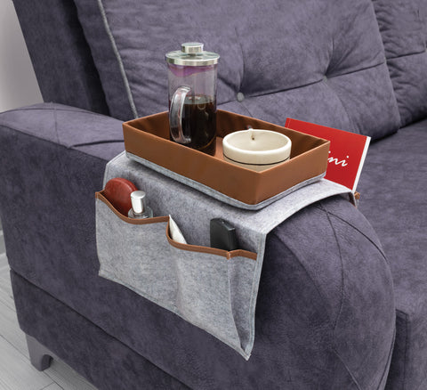 Leather Couch Edge Organizer with a Tray