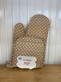 Polka Dot Oven Mitts and Holder